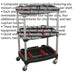 3 Level Wheeled Composite Workshop Trolley with Parts Storage - 30kg Per Shelf Loops