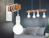 Quad Ceiling Light & 2x Matching Wall Lights White & Wood Hanging Trendy Lamp Loops