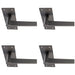 4x PAIR Flat Straight Handle on Slim Lock Backplate 150 x 50mm Matt Bronze Loops