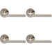4x PAIR Straight Plinth Mounted Handle on Round Rose Concealed Fix Satin Nickel Loops