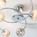 Semi Flush Ceiling Light Chrome & Mirror Glass Shade 6x Lamp Hanging Pendant Loops
