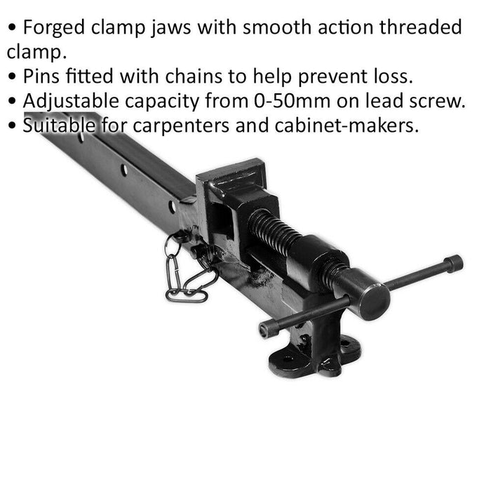 600mm Smooth Action Sash Clamp - 450mm Adjustable Capacity - Forged Jaws Loops
