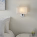 Wall Light Chrome Plate & Vintage White Fabric 60W E27 Dimmable e10657 Loops
