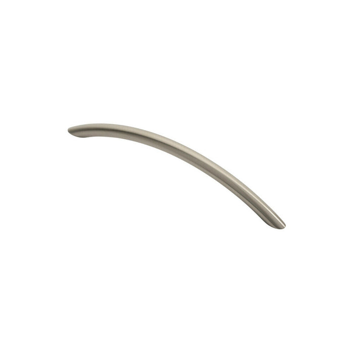 4x Curved Bow Cabinet Pull Handle 190 x 10mm 160mm Fixing Centres Satin Nickel Loops