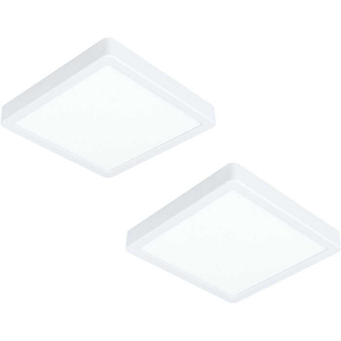 2 PACK Wall / Ceiling Light White 210mm Square Surface Mounted 16.5W LED 3000K Loops