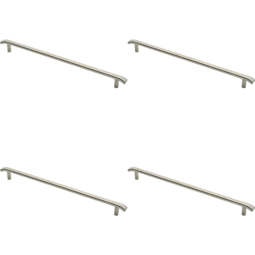 4x Flat Bar Pull Handle with Chamfered Edges 600mm Fixing Centres Satin Steel Loops