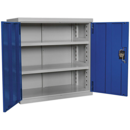 900mm Double Door Industrial Cabinet - 2 x Shelves - Reinforced Steel Doors Loops