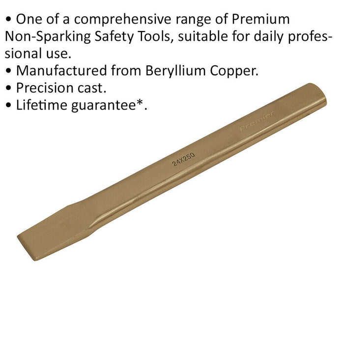 Non Sparking Flat Chisel - 24mm x 250mm - Precision Cast - Beryllium Copper Loops