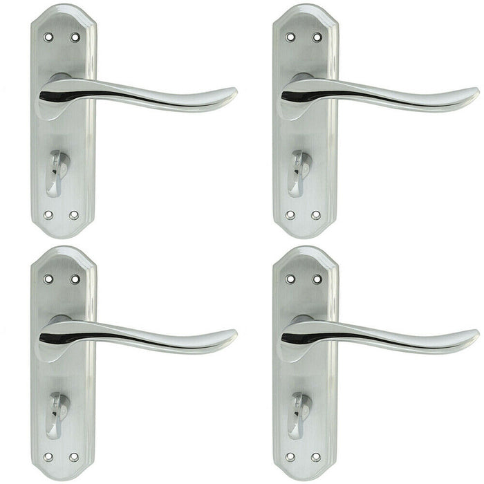 4x PAIR Curved Handle on Sculpted Bathroom Backplate 180 x 48mm Chrome Loops