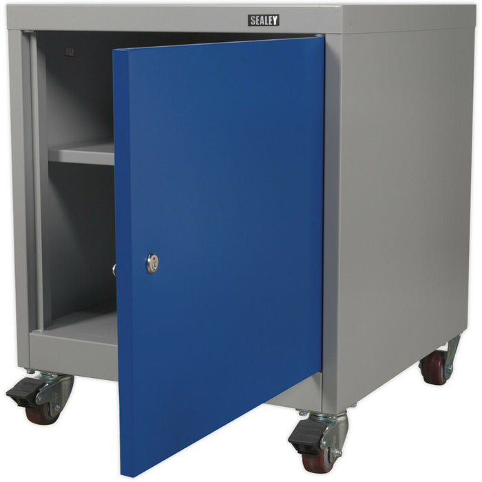 Industrial Mobile Locker Cabinet - 1 Shelf - 4 x 60mm Wheels - High Quality Lock Loops