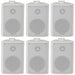 6x 60W 2 Way White Wall Mounted Stereo Speakers 3" 8Ohm Mini Background Music