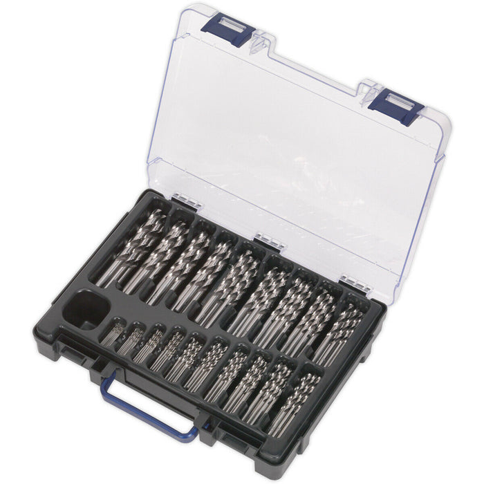 170 Piece Fully Ground HSS Drill Bit Assortment - 1mm to 10mm - Split Point Tips Loops