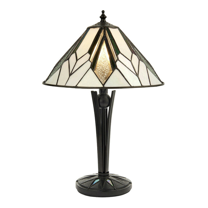 Small Tiffany Glass Table Lamp - Art Deco Style - Requires 40W E14 Golf Bulb LED Loops