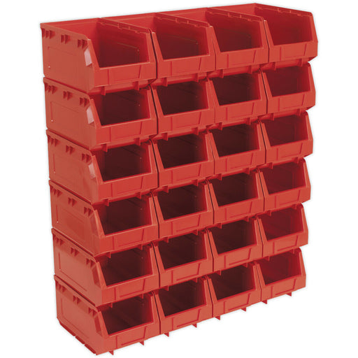 24 PACK Red 150 x 240 x 130mm Plastic Storage Bin - Warehouse Parts Picking Tray Loops