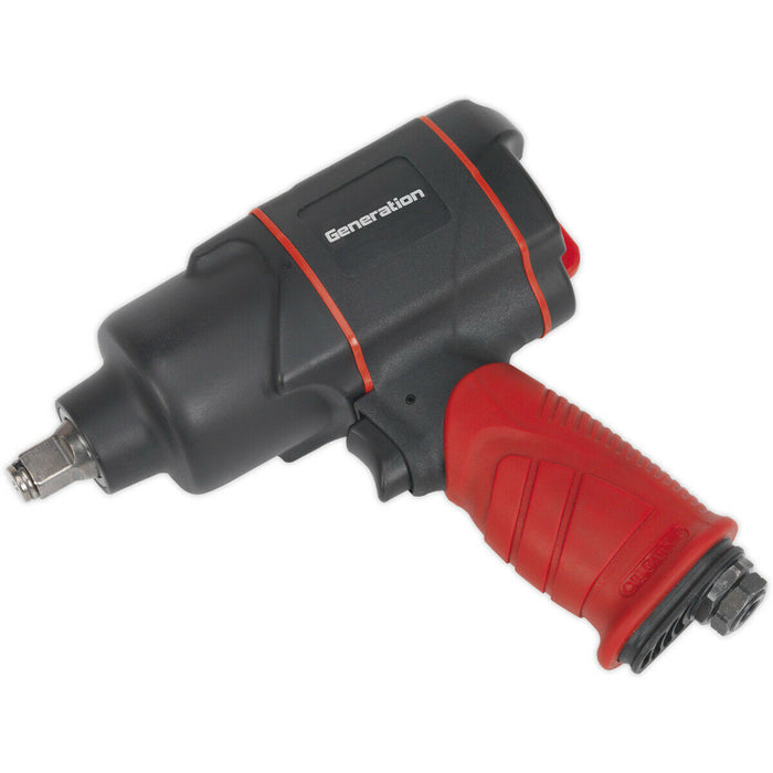 Composite Air Impact Wrench - 1/2 Inch Sq Drive - Twin Hammer - 9000 rpm Loops