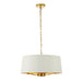 Ceiling Pendant Light Satin Brass & Vintage White Fabric 3 x 40W E14 e10194 Loops