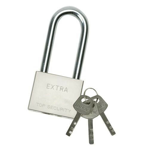 50mm Steel Keyed Padlock Long Security Shackle Secure Gate Key Lock Shed Safe Loops