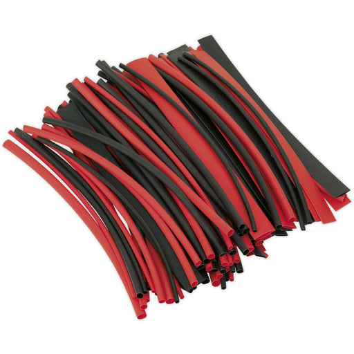 100 Piece Black & Red Heat Shrink Tubing Assortment - 200mm Length - Thin Walled Loops