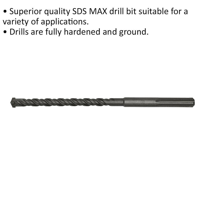 19 x 340mm SDS Max Drill Bit - Fully Hardened & Ground - Masonry Drilling Loops