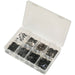 800 Piece E-Clip Retainer Assortment - Metric Sizing - Partitioned Storage Box Loops