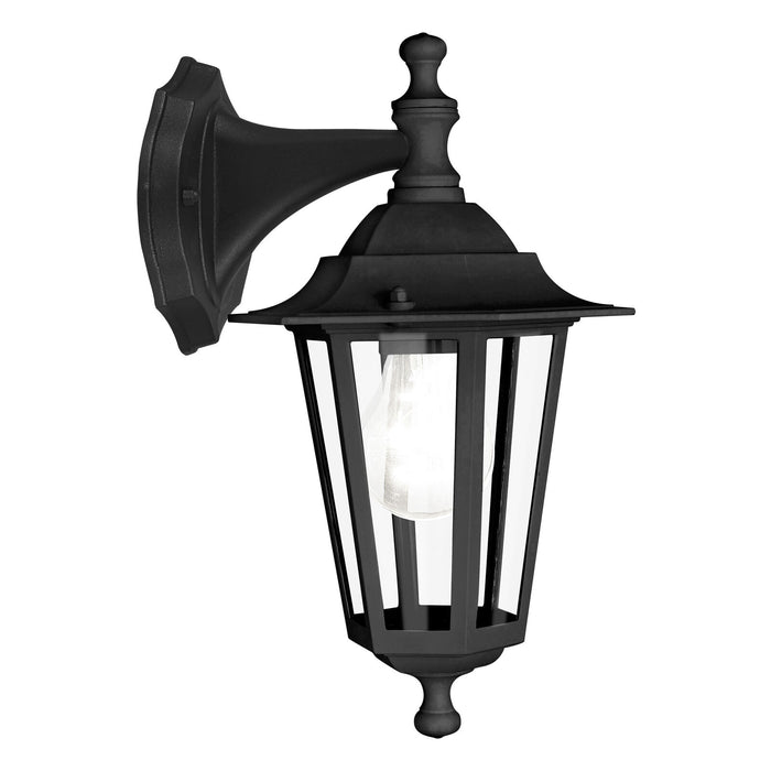 IP44 Outdoor Wall Light Black Aluminium Lantern 1 x 60W E27 Bulb Porch Lamp Loops