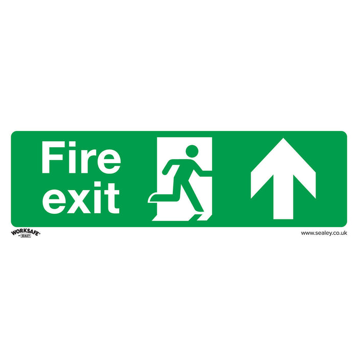 10x FIRE EXIT (UP) Health & Safety Sign Self Adhesive 300 x 100mm Sticker Loops