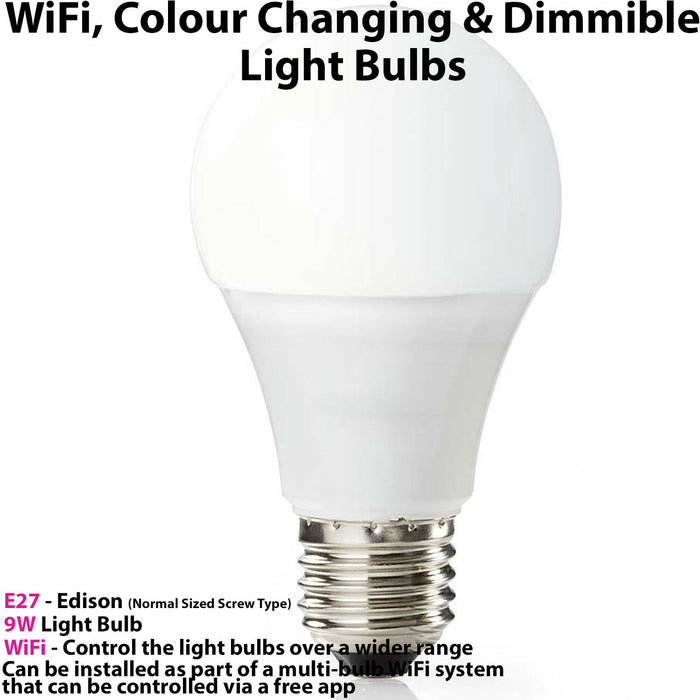 3x WiFi Colour Change LED Light Bulb 9W E27 Warm Cool White SMART Dimmable Lamp Loops