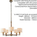 Multi Light Ceiling Pendant 5 Bulb BRONZE White Shade Vintage Chandelier Lamp Loops