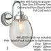 IP44 Bathroom Wall Light Chrome & Round Clear Glass Modern Curved Arm Oval Lamp Loops