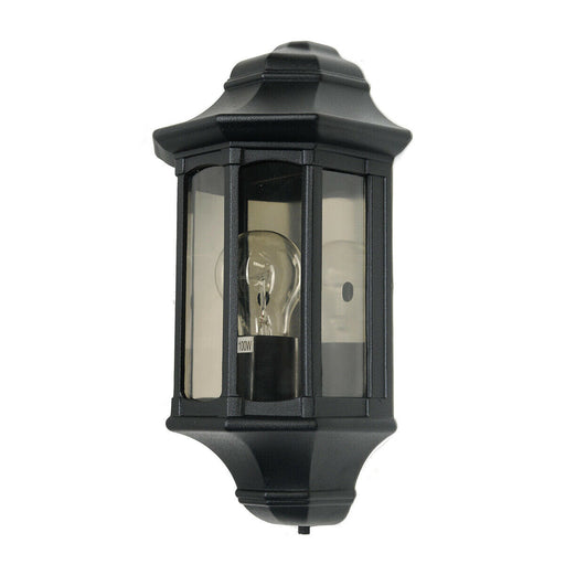 Outdoor IP44 1 Bulb Half Lantern Wall Porch Light Black LED E27 60W Loops