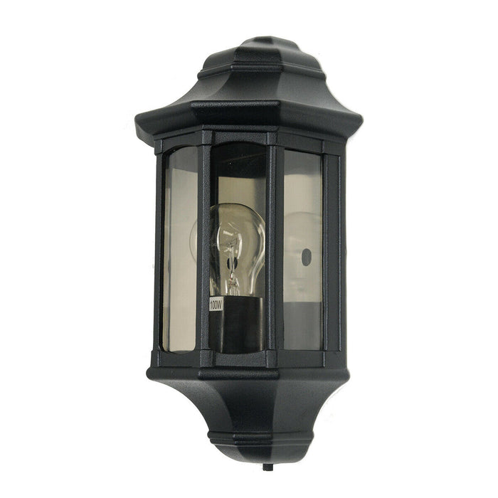 Outdoor IP44 1 Bulb Half Lantern Wall Porch Light Black LED E27 60W Loops