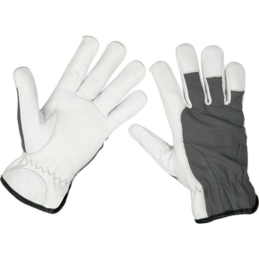 PAIR PREMIUM Cool Hide Gloves - Large - Full Grain Cowhide - Breathable Loops