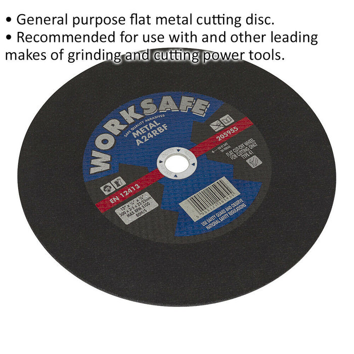 Flat Metal Cutting Disc - 300 x 3.2mm - 22mm Bore - 5100 Max RPM - Angle Grinder Loops
