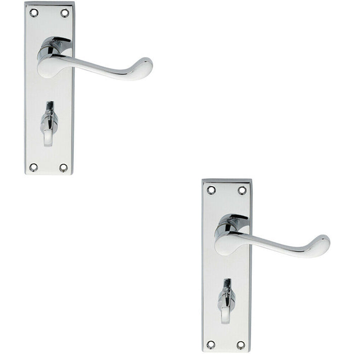 2x PAIR Victorian Scroll Lever on Bathroom Backplate 150 x 43mm Polished Chrome Loops