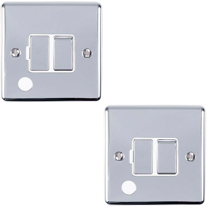 2 PACK 13A DP Switched Fuse Spur & Flex Outlet CHROME & White Isolation Loops