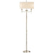Luxury Classic Twin Arm Feature Floor Lamp Polished Nickel & Beige Organza Shade Loops