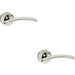 2x PAIR Flat Arched Style Handle on Round Rose Concealed Fix Polished Nickel Loops