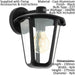 IP44 Outdoor Wall Light Black Glass Lantern 1x 60W E27 Bulb Porch Lamp Down Loops