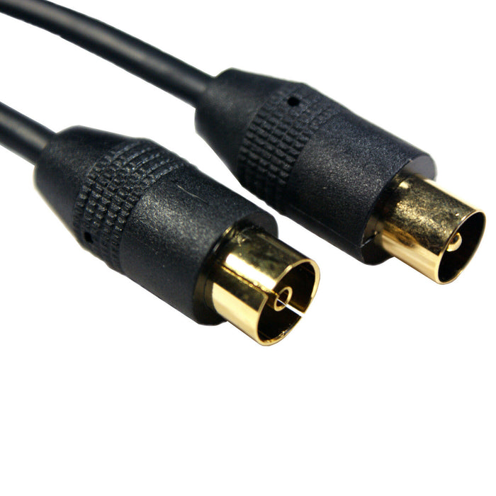 10M GOLD Aerial Cable Extension Male Plug to Female Socket TV Coaxial Coax Lead Loops