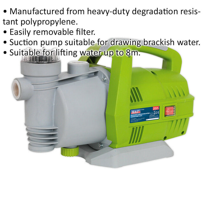 Surface Mounting Water Pump - 50L/Min - Removeable Filter - 650W Motor - 230V Loops