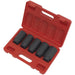 5 PACK - 29mm to 36mm DEEP Impact Socket Set - 1/2" Square Drive - 6 Pt Hub Nut Loops