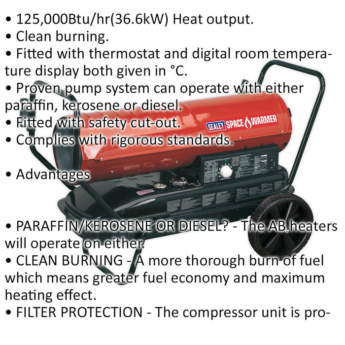 Industrial Space Warmer - Paraffin / Kerosene / Diesel Heater - 125000 Btu/hr Loops