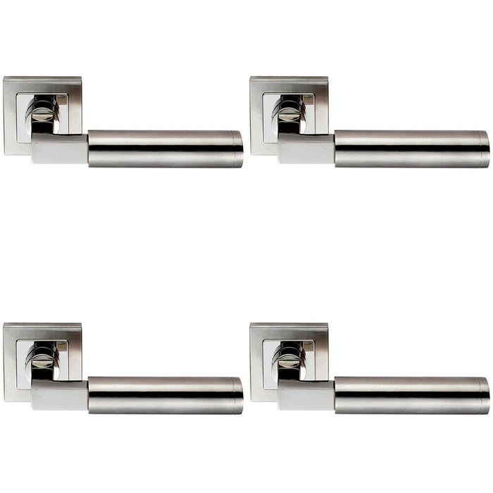 4x PAIR Square Cut Mitred Bar Handle Concealed Fix Polished & Satin Steel Loops