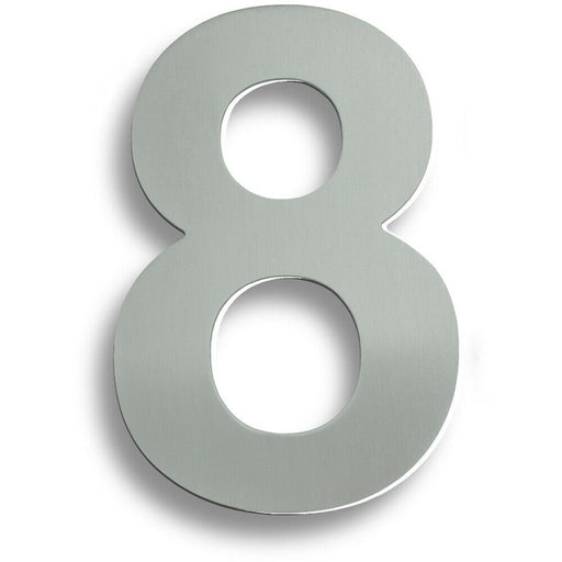 178mm Front Door Numerals '8' 150mm Fixing Centres Satin Stainless Steel Loops