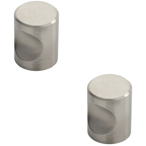 2x Cylindrical Cupboard Door Knob 20mm Diameter Stainless Steel Cabinet Handle Loops