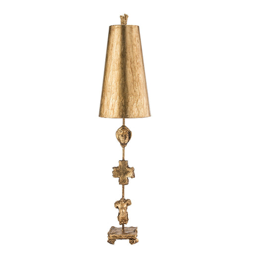 Table Lamp Gold Leaf Silhouettes Gold Cone Shade. Aged Gold LED E27 60W Loops