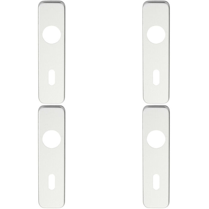 4x PAIR Door Handle Lock Backplate for Safety Levers 154 x 40mm Satin Aluminium Loops