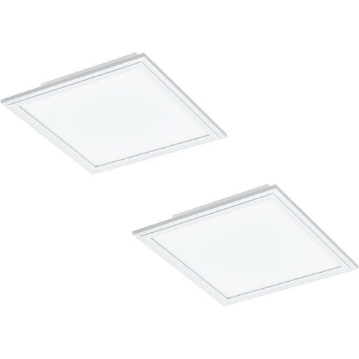 2 PACK Wall / Ceiling Light White Aluminium 300mm Square Panel 16W LED 4000K Loops