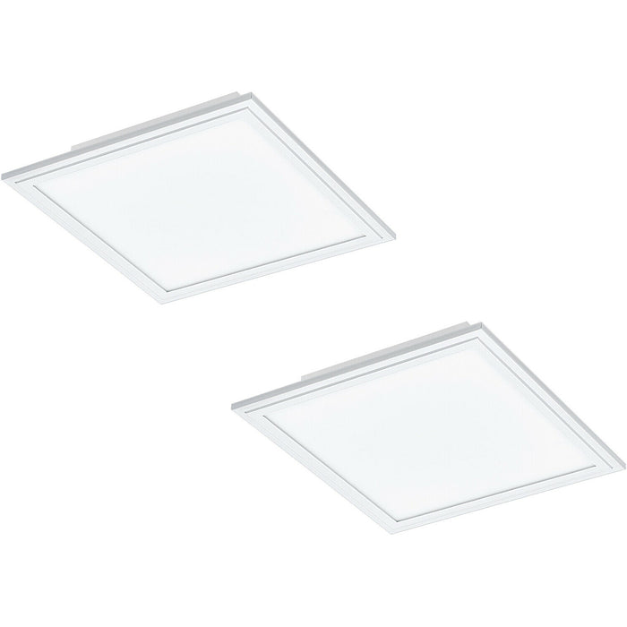 2 PACK Wall / Ceiling Light White Aluminium 300mm Square Panel 16W LED 4000K Loops