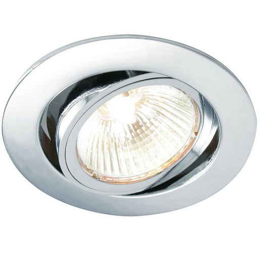 TILTING Round Recess Ceiling Down Light Chrome 95mm Flush GU10 Lamp Fitting Loops